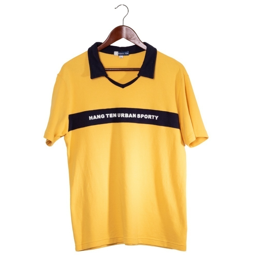 Vintage Hang Ten Urban Sporty Yellow Collared Shirt Large Y2K Surfer Beach